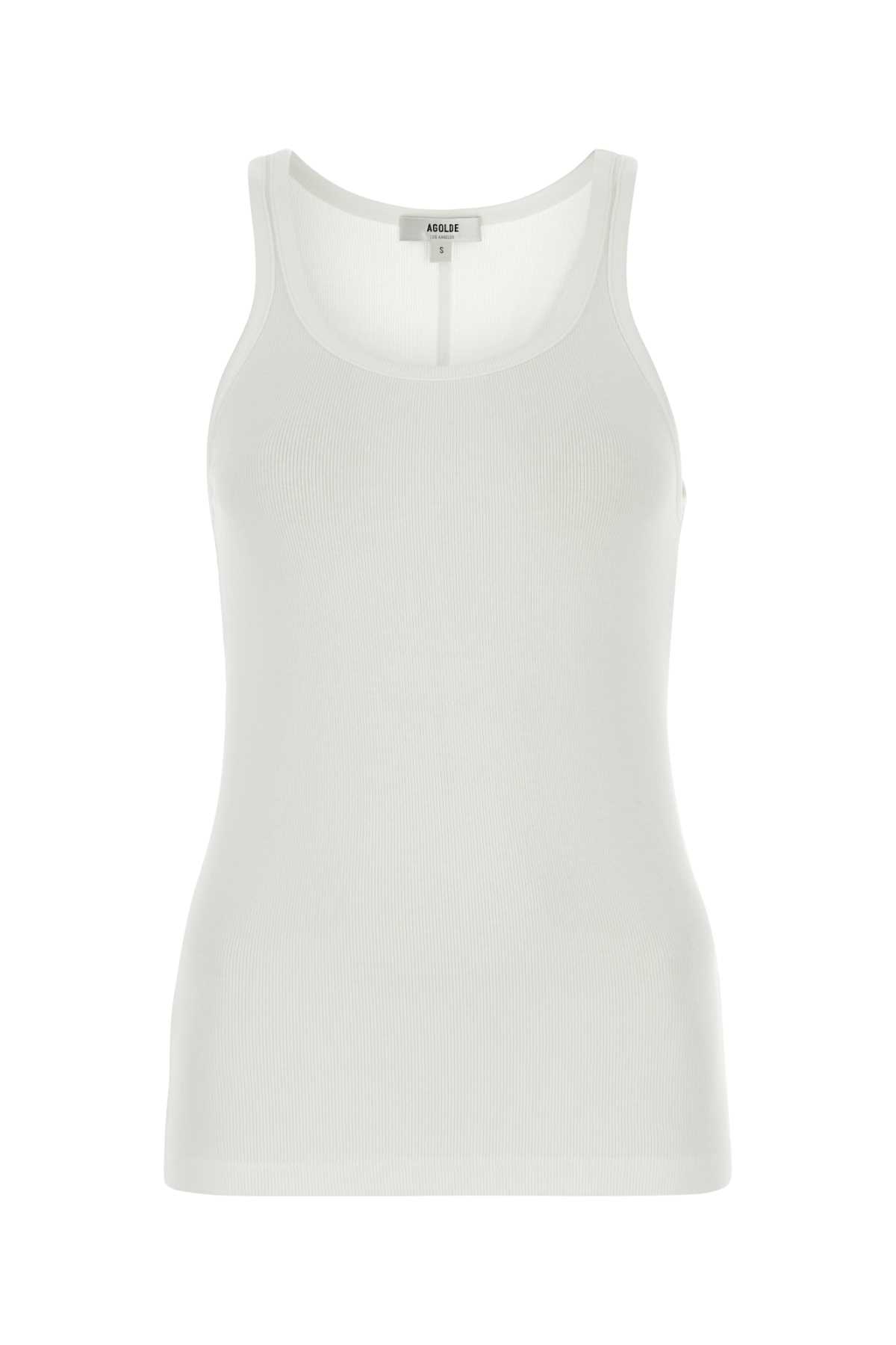 White Stretch Modal Blend Zane Tank Top