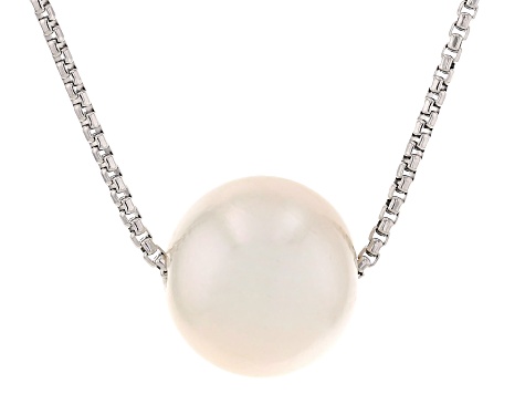 Genusis™ White Cultured Freshwater Pearl Rhodium Over Sterling Silver Necklace