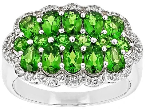 Green Chrome Diopside Rhodium Over Silver Ring 2.50ctw