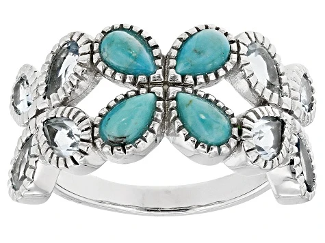 Blue Composite Turquoise Sterling Silver Band Ring 1.63ctw